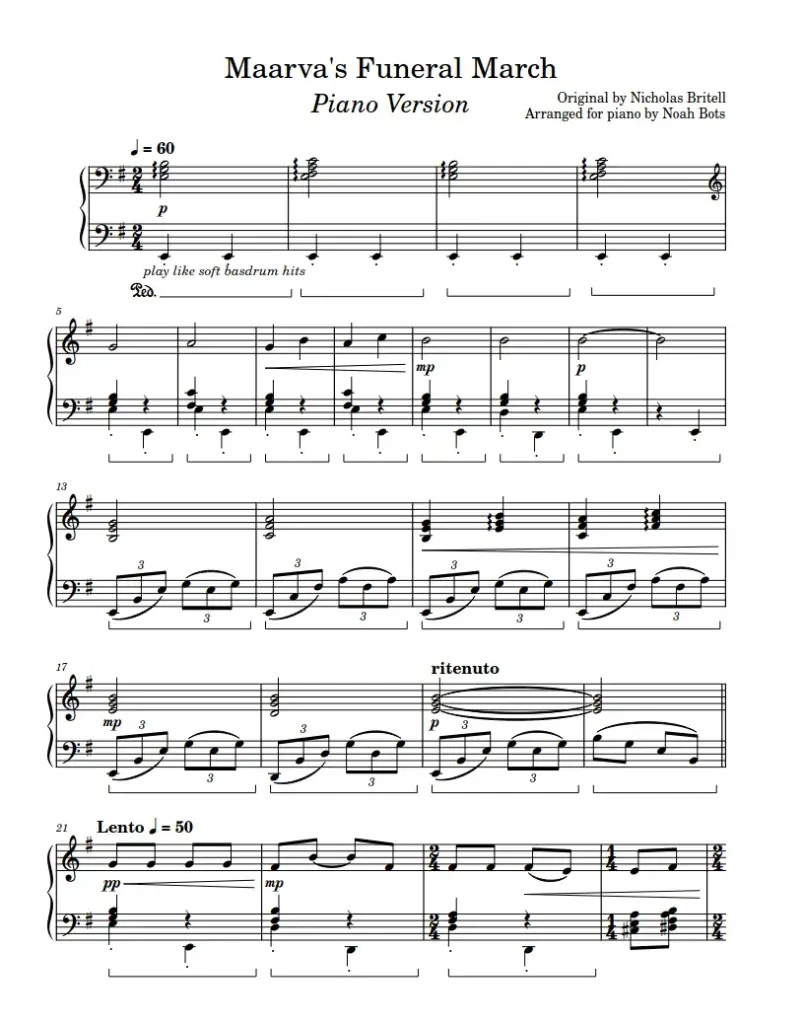 Maarva's Funeral March (Piano)